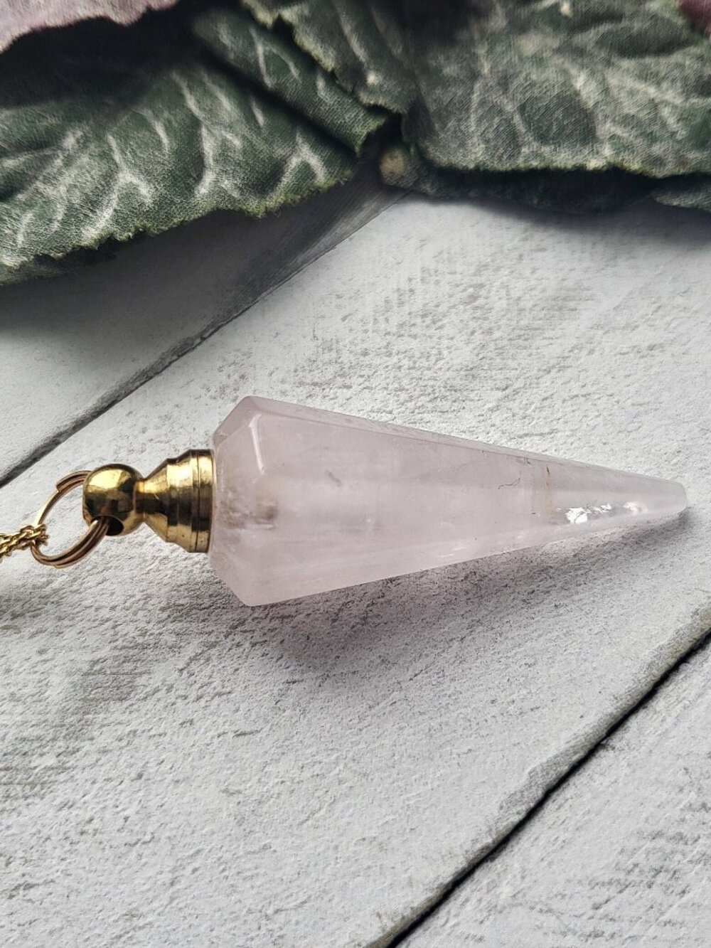 Rose Quartz Crystal Perfume Bottle Necklace Stainless Steel Chain 18"